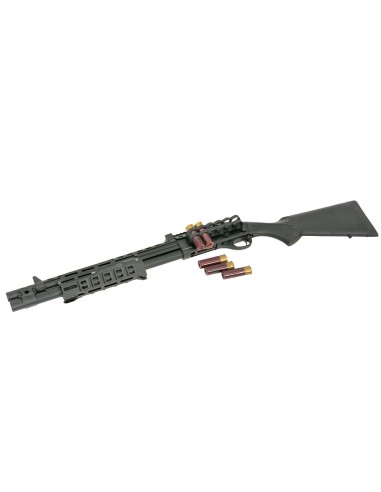 Réplique de fusil à pompe GAZ M870 Strike Industries noire avec porte cartouches
