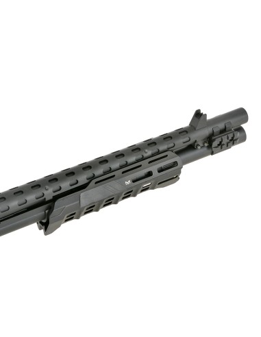 Réplique de fusil à pompe GAZ M870 Strike Industries noire avec porte cartouches