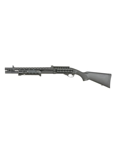 Réplique de fusil à pompe GAZ M870 Strike Industries noire avec porte cartouches