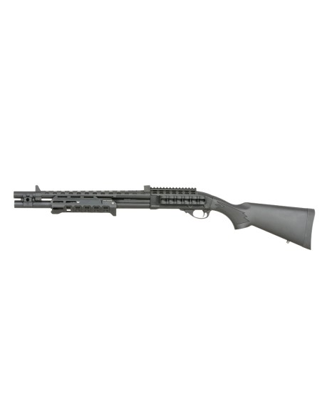 Réplique de fusil à pompe GAZ M870 Strike Industries noire avec porte cartouches