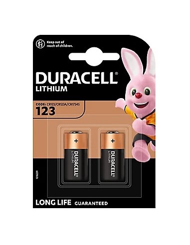 lot de 2 piles CR123 Duracell lithium 
