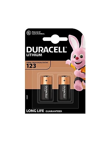 lot de 2 piles CR123 Duracell lithium 