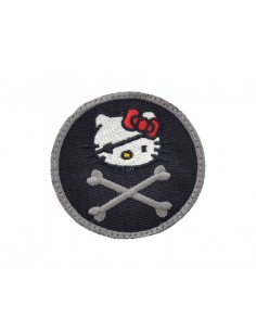 Patch rond brodé Hello kitty pirate jolly roger 