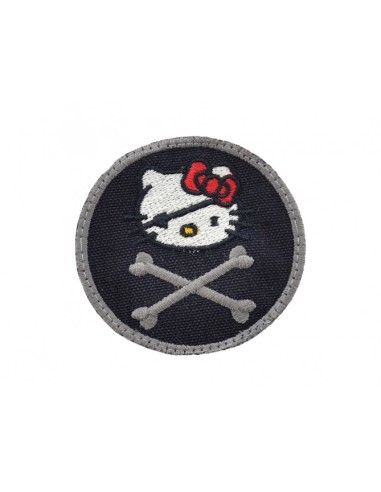 Patch rond brodé Hello kitty pirate jolly roger 