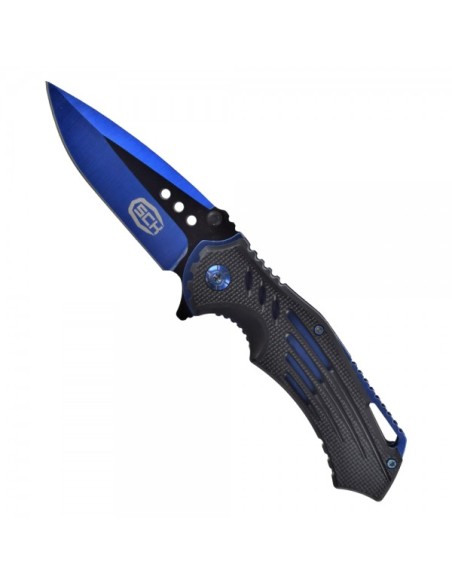 couteau de poche pliant bleu et noir SCK