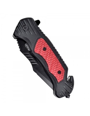 couteau de poche pliant noir et rouge avec brise vitre SCK