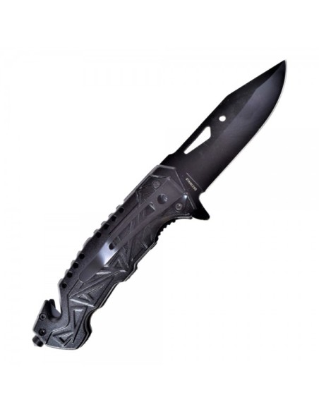 couteau de poche pliant noir et rouge fire departement avec brise vitre SCK