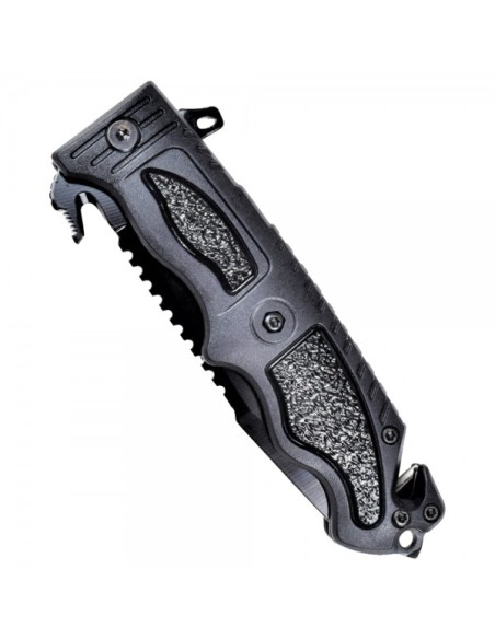 couteau de poche pliant noir avec brise vitre SCK