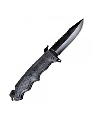 couteau de poche pliant noir avec brise vitre SCK