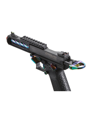 Replique type AAP GBB CTHULHU Lancer tactical custom noir et Rainbow + mallette