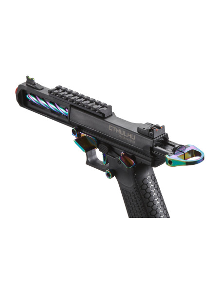 Replique type AAP GBB CTHULHU Lancer tactical custom noir et Rainbow + mallette