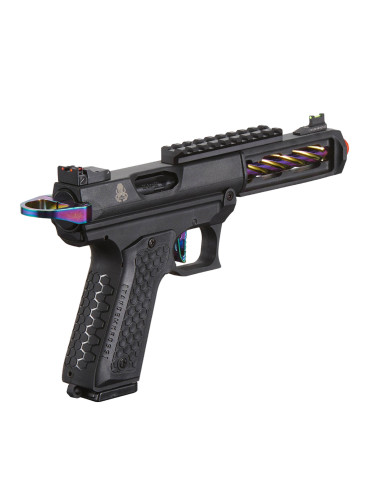 Replique type AAP GBB CTHULHU Lancer tactical custom noir et Rainbow + mallette