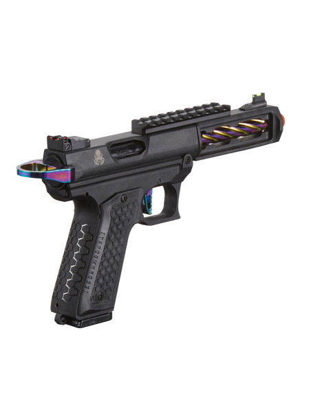 Replique type AAP GBB CTHULHU Lancer tactical custom noir et Rainbow + mallette