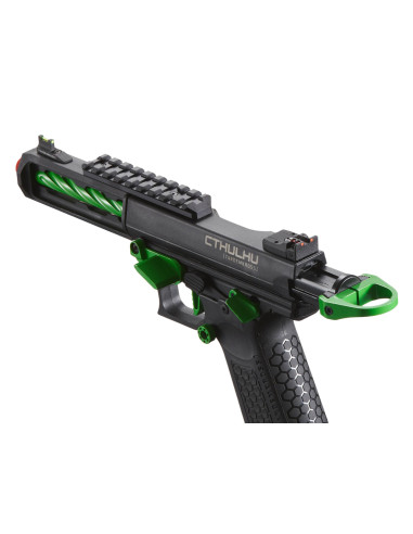 Replique type AAP GBB CTHULHU Lancer tactical custom noir et VERT + mallette