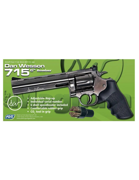 Revolver Dan wesson co2 dw715 6" metal foncé 1.8j 18191 ASG action sport games