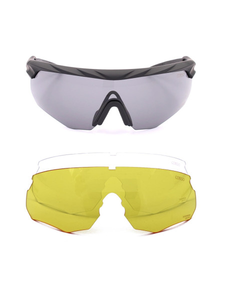 Pack lunettes de protection EN166 + 3 carreaux + insert + etui de rangement CORSO Tactical