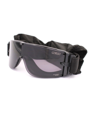 Masque lunette de protection corso REVENGE MK800 avec 3 carreaux et boite de rangement CORSO Tactical