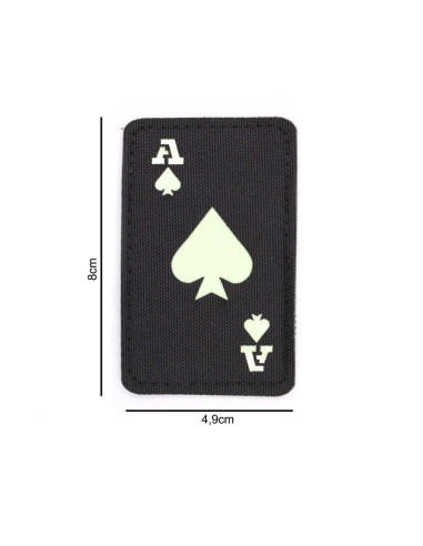 patch velcro ecusson carte As de pique phosphorescent 