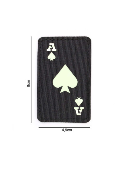 patch velcro ecusson carte As de pique phosphorescent 
