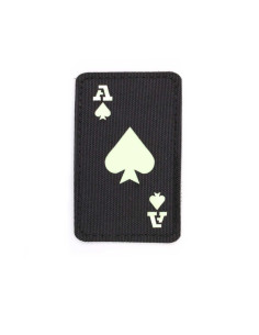 patch velcro ecusson carte As de pique phosphorescent 