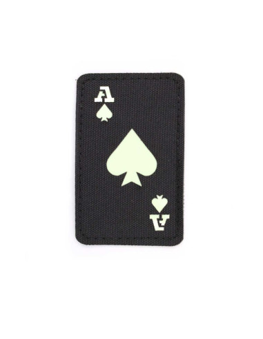 patch velcro ecusson carte As de pique phosphorescent 