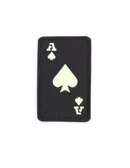 patch velcro ecusson carte As de pique phosphorescent 