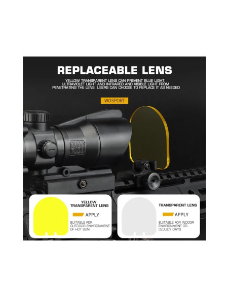 protection point rouge WO SPORT rabattable avec 2 carreaux WOSPORT airsoft