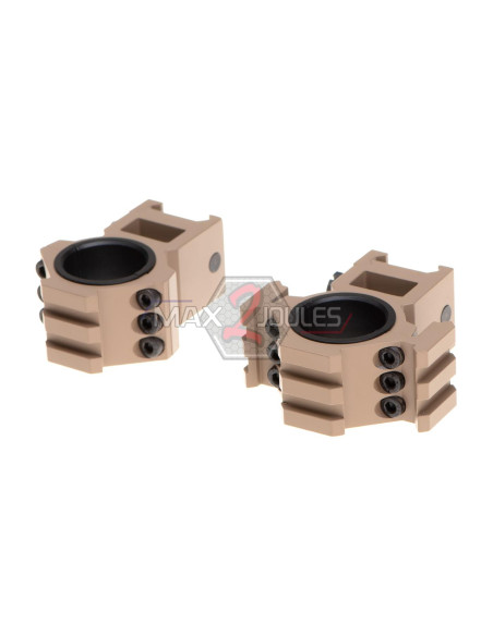 anneaux de montage pour lunettes tan diam 25.4mm ou 30mm avec rail superieur AIM-o Aim-O