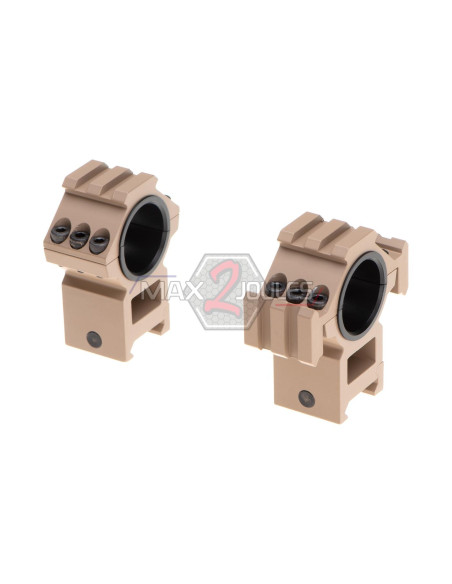 anneaux de montage pour lunettes tan diam 25.4mm ou 30mm avec rail superieur AIM-o Aim-O