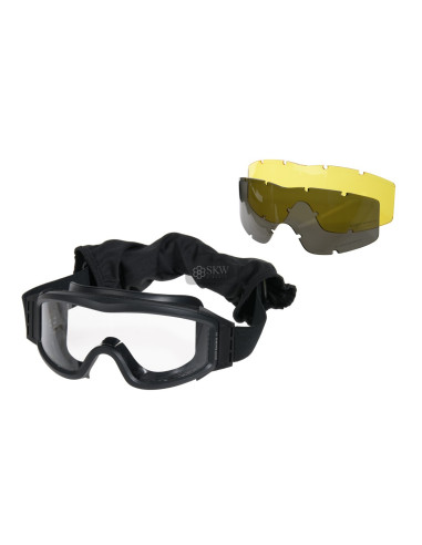Masque de protection anti buée noire avec 3 verres DELTA TACTICS EN166b delta tactics