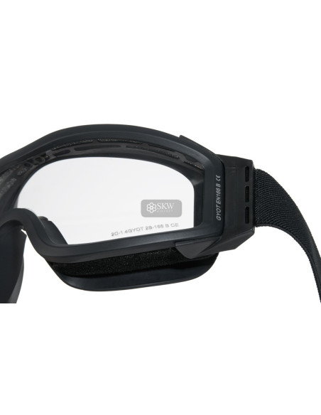 Masque de protection anti buée noire avec 3 verres DELTA TACTICS EN166b delta tactics