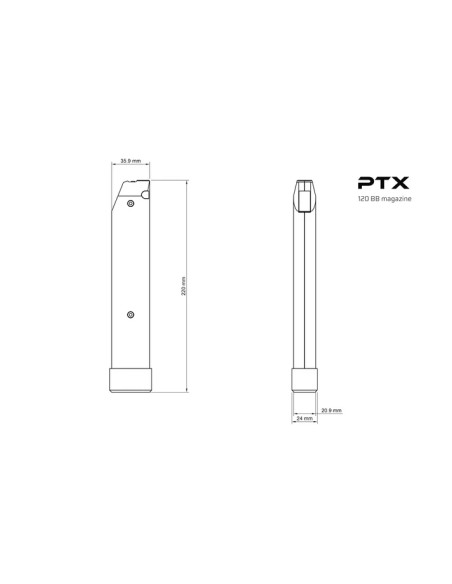 Chargeur PTX long 120 bb's pistolet HPA GATE gate mosfet