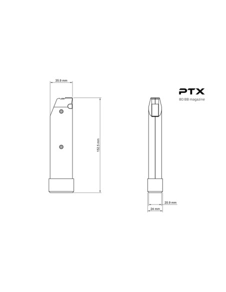 Chargeur PTX long 80 bb's pistolet HPA GATE gate mosfet