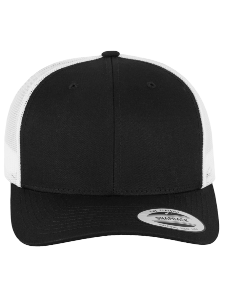 casquette retro TRUCKER imprimable bicolore noir et blanc FLEXFIT 