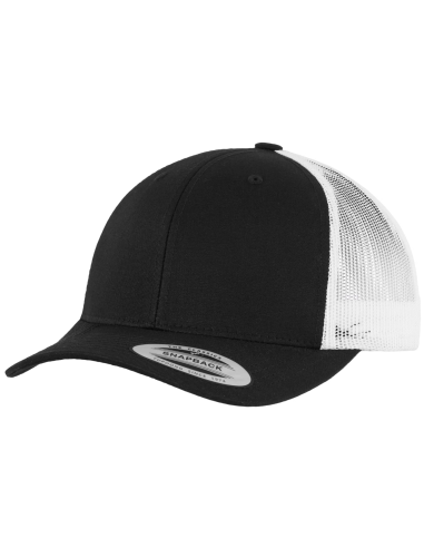 casquette retro TRUCKER imprimable bicolore noir et blanc FLEXFIT