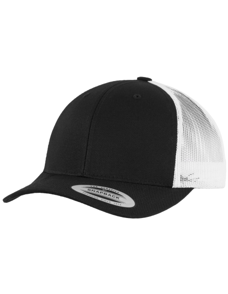 casquette retro TRUCKER imprimable bicolore noir et blanc FLEXFIT