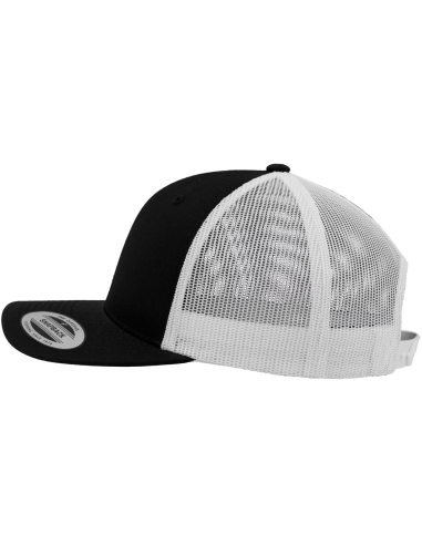 casquette retro TRUCKER imprimable bicolore noir et blanc FLEXFIT 