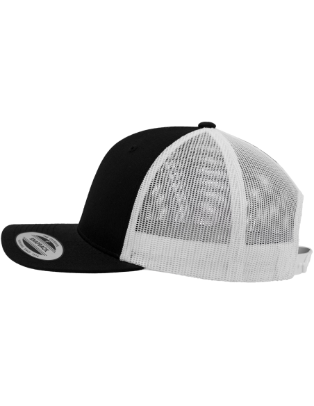 casquette retro TRUCKER imprimable bicolore noir et blanc FLEXFIT 