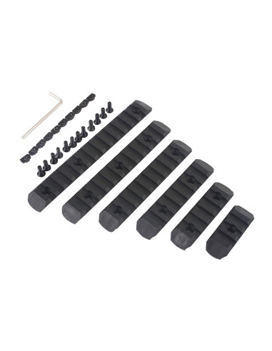 lot de 6 rails polymeres noirs m-lok et keymod wadsn WADSN