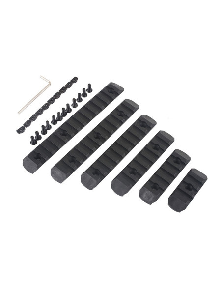lot de 6 rails polymeres noirs m-lok et keymod wadsn WADSN