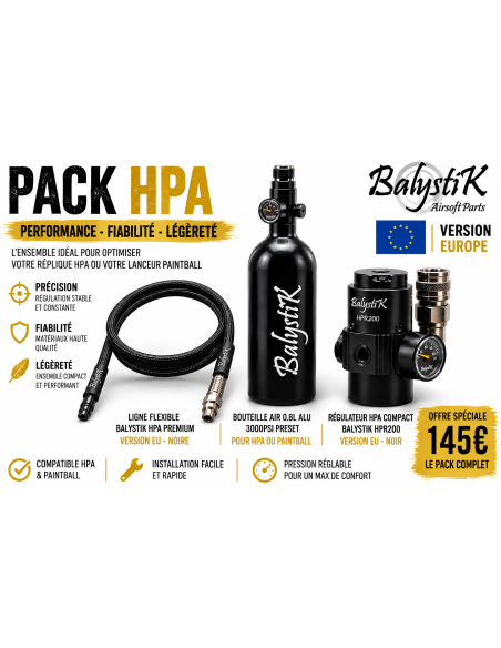 Pack HPA EU balystik complet – Bouteille 0,8L + Régulateur HPR200 + Flexible balystik