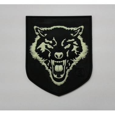 patch velcro wolf noir et phosphorescent