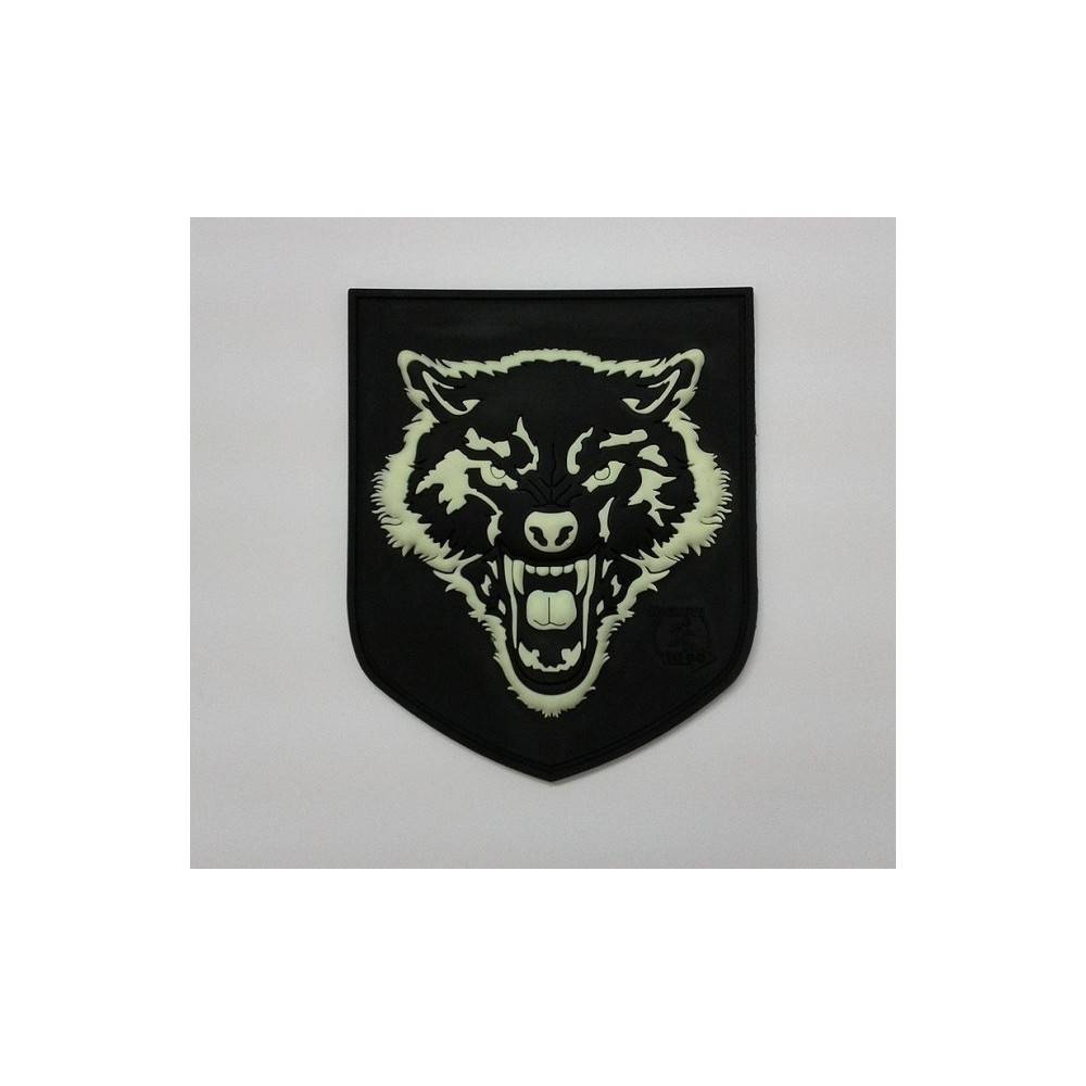 patch velcro wolf noir et phosphorescent