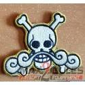 patch velcro one piece roger flag tete de mort skull avec grosse moustache