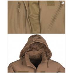 softshell scu coyote foncé a capuche integree miltec 2