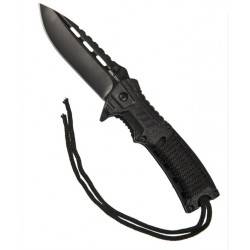couteau pliant one-hand paracord noir miltec 15318400